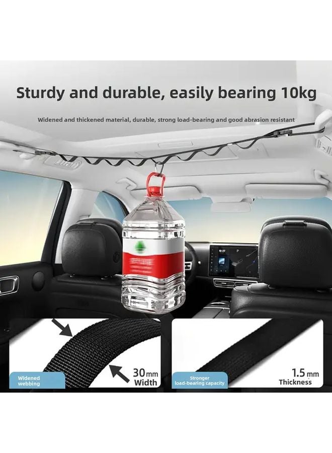 Black Car Clothesline Rear Seat Hanging Rack Multi Functional Storage Organizer - Image 2